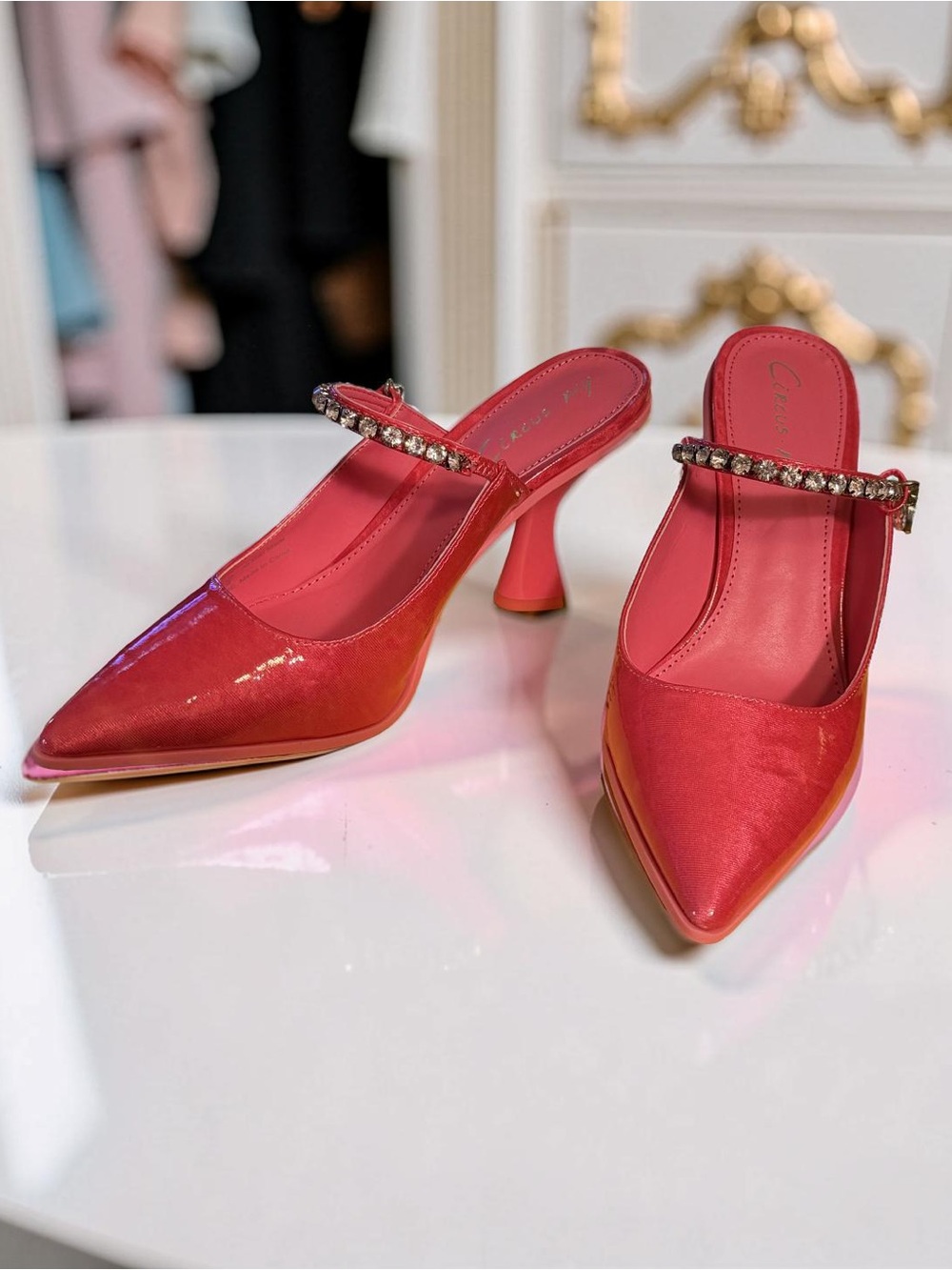 Circus by Sam Edelman NWT Sz 6 Stunning Pink Pointed-Toe Jeweled Mule Heels 365